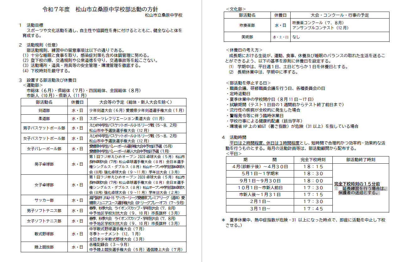 部活動方針